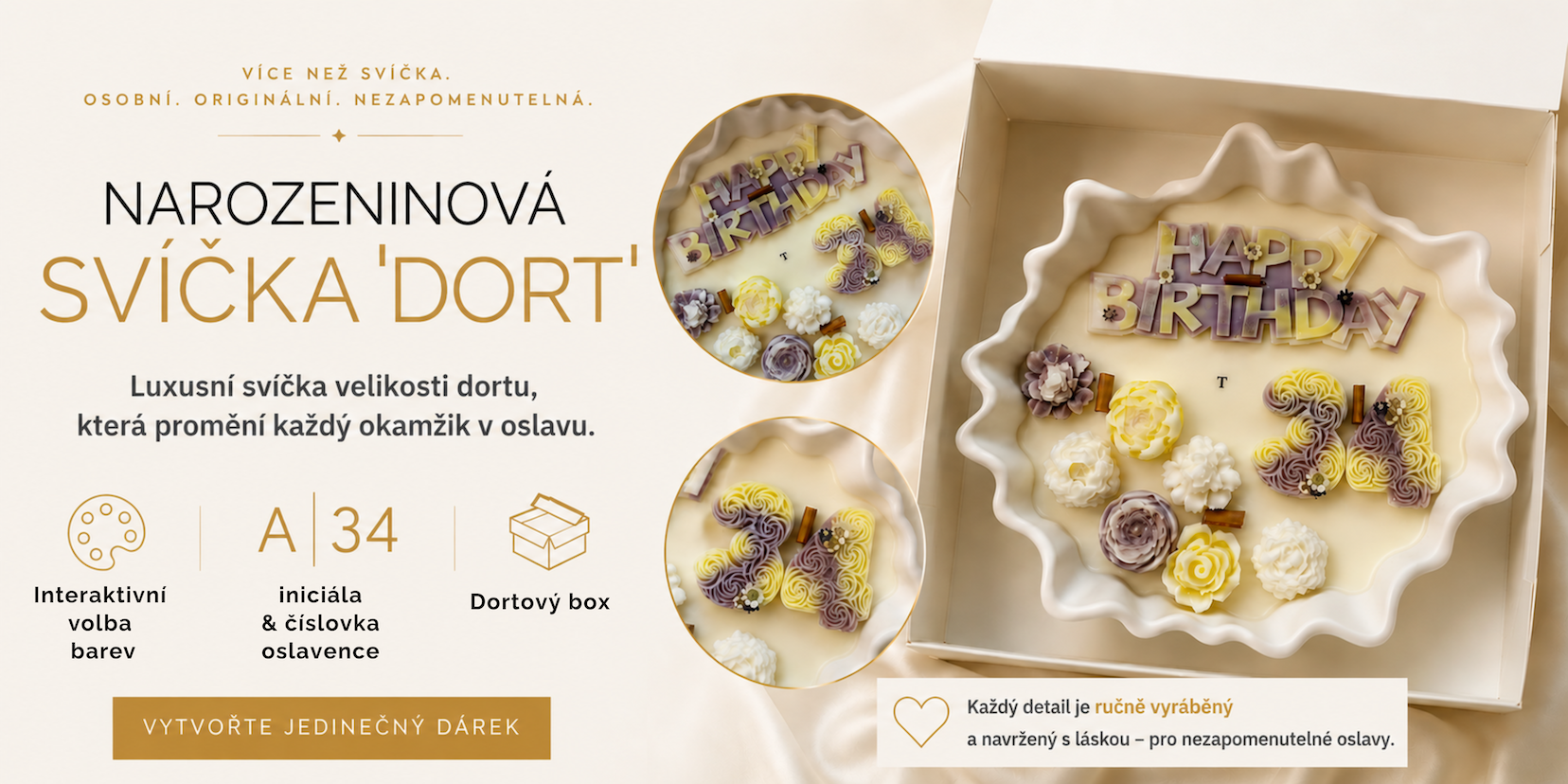 narozeninový dort svíčka dárek k narozeninovám personalizovaný dárek speciální dort