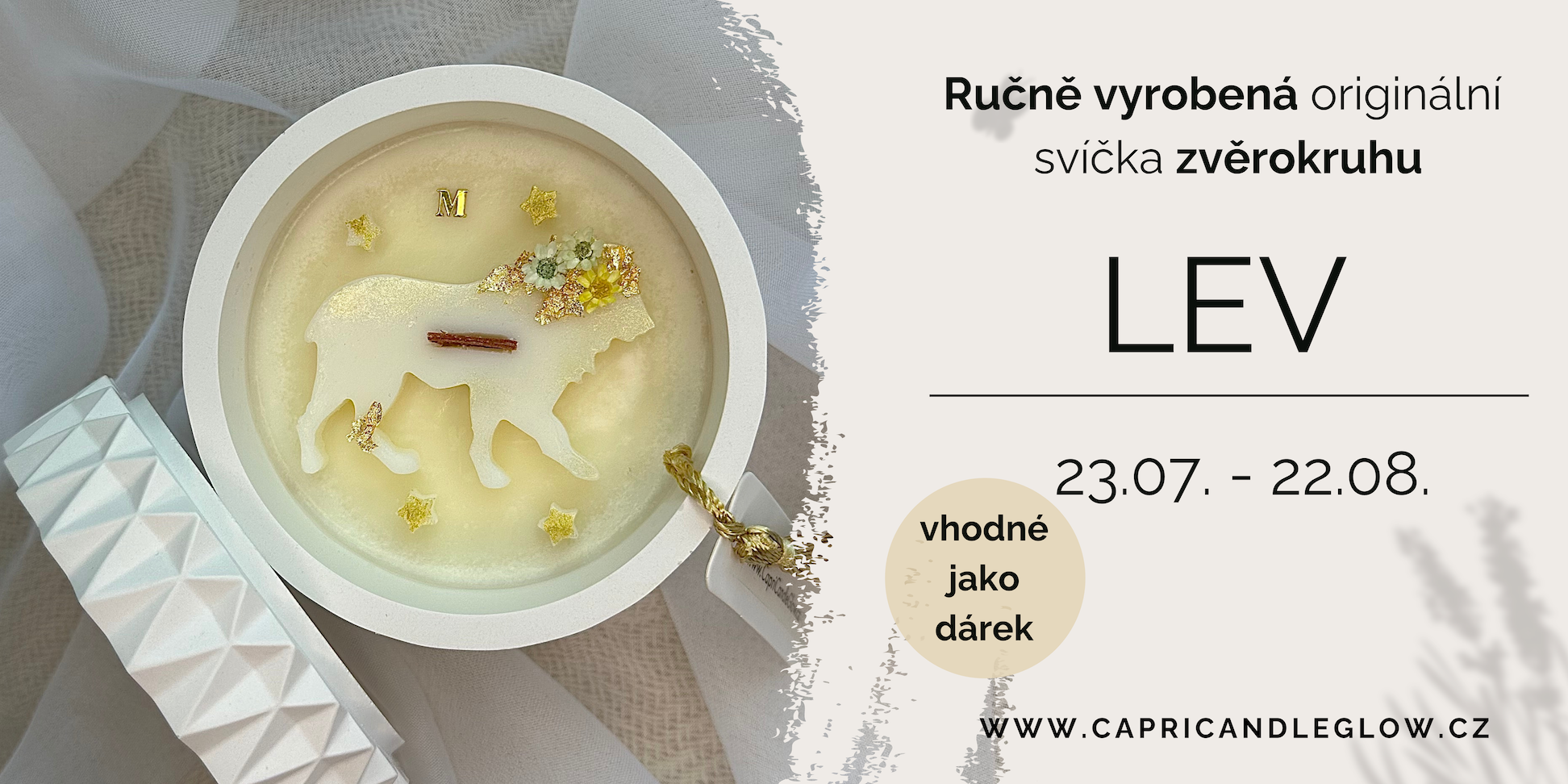 Znamení zvěrokruhu LEV svíčka přírodní