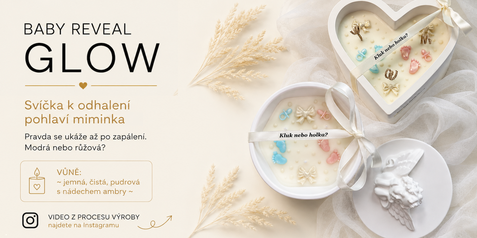 baby gender reveal svíčka k odhalení pohlaví miminka těhotenství dárek baby shower