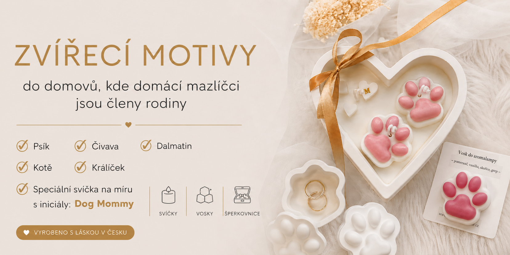 přírodní svíčky domácí mazlíčci dárek pro dog mommy psí máma