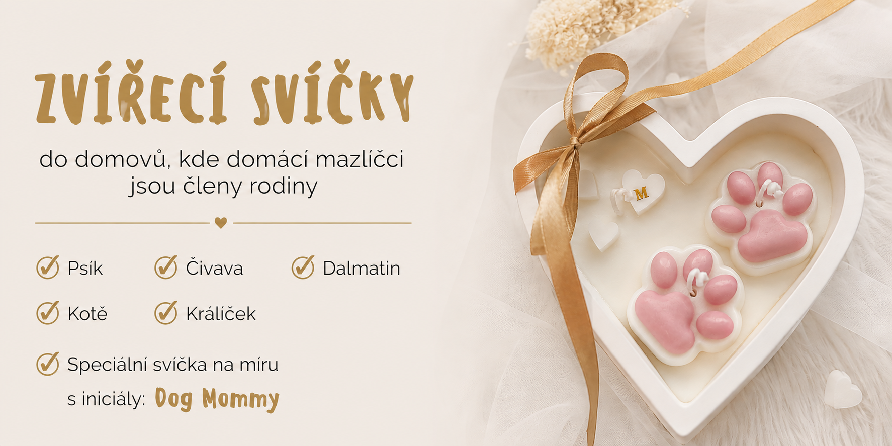 přírodní svíčky domácí mazlíčci dárek pro dog mommy psí máma