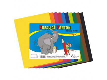Farebný kresliaci kartón A4, 180g / m, mix farieb 10 listov
