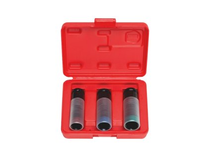 Profesionální 3dílná sada dlouhých rázových nástrčných klíčů ve velikostech 17, 19 a 21 mm Wurth