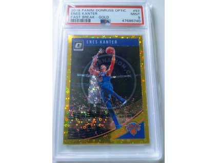 2018-19 Panini Donruss Optic Enes Kanter New York Knicks Fast Break Gold 10/10 PSA 9