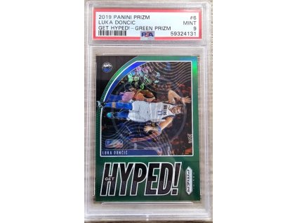 2019-20 Panini Prizm Luka Doncic Dallas Mavericks Get Hyped! Green Prizm PSA 9 (L)