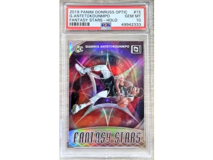 2019-20 Panini Donruss Optic Giannis Antetokounmpo Milwaukee Bucks Fantasy Stars Holo Parallel PSA 10 (L)