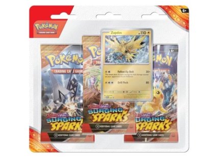 Pokémon Surging Sparks 3 Pack Blister Zapdos