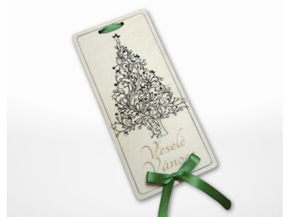 obalka na penize drevo stromek vanocni