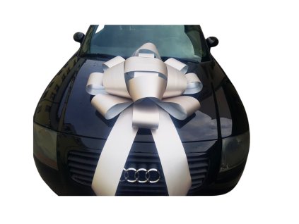 Kokarda - Velká mašle na auto - stříbrná