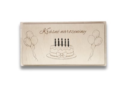 Dřevěná obálka na peníze – Krásné narozeniny | Cardum
