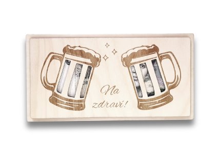 Dřevěná obálka na peníze – Na zdraví! (pivo) | Cardum