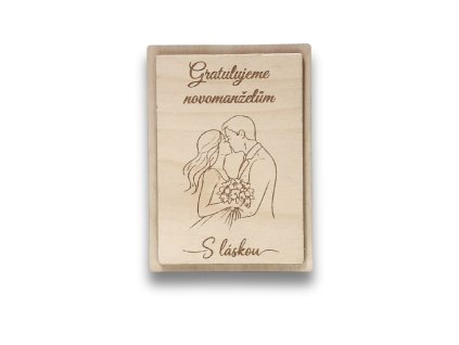 Dřevěná obálka na kartu – Gratulujeme novomanželům