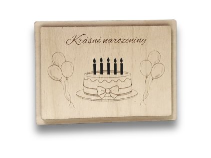 Dřevěná obálka na kartu – Krásné narozeniny | Cardum