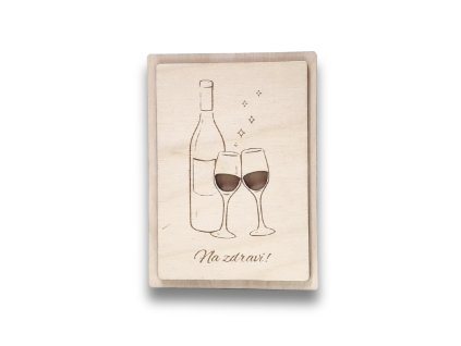Dřevěná obálka na kartu – Na zdraví! (víno) | Cardum