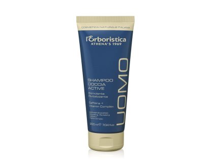 Erboristica Uomo Active Sprchový gel a šampon 2v1 revitalizující a regenerační s kofeinem a vitaminovým komplexem 200 ml