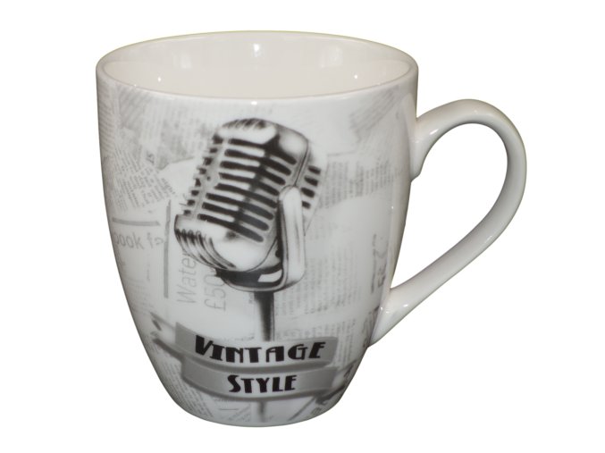 Porcelánový Vintage hrnek s mikrofonem, 450 ml