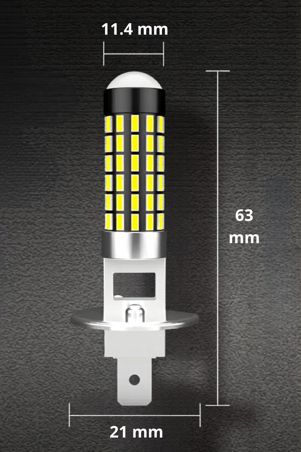 Detailní rozměry kompaktní LED žárovky H1 v milimetrech