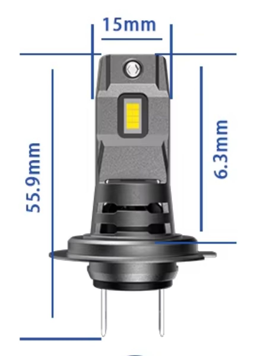 Detailní rozměry LED autožárovky H7 v milimetrech