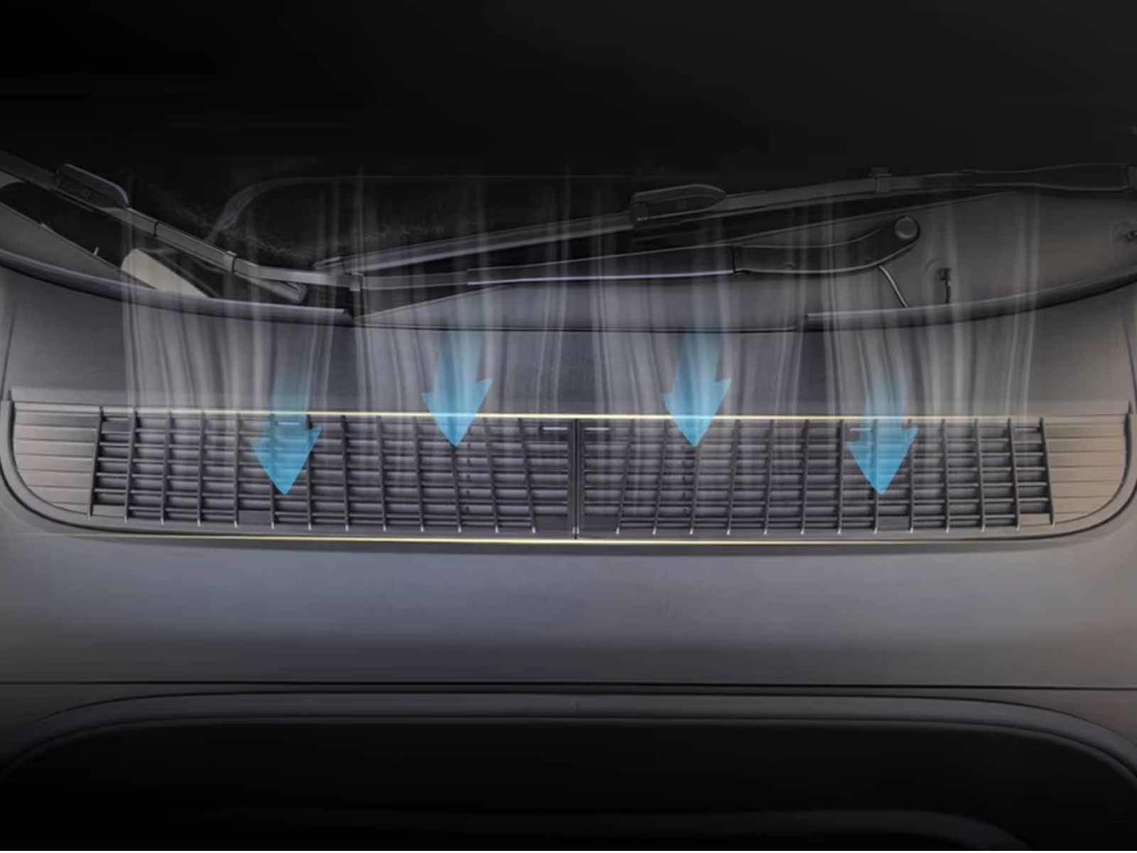 Grafické znázornění volného průtoku vzduchu přes ochranný filtr Tesla