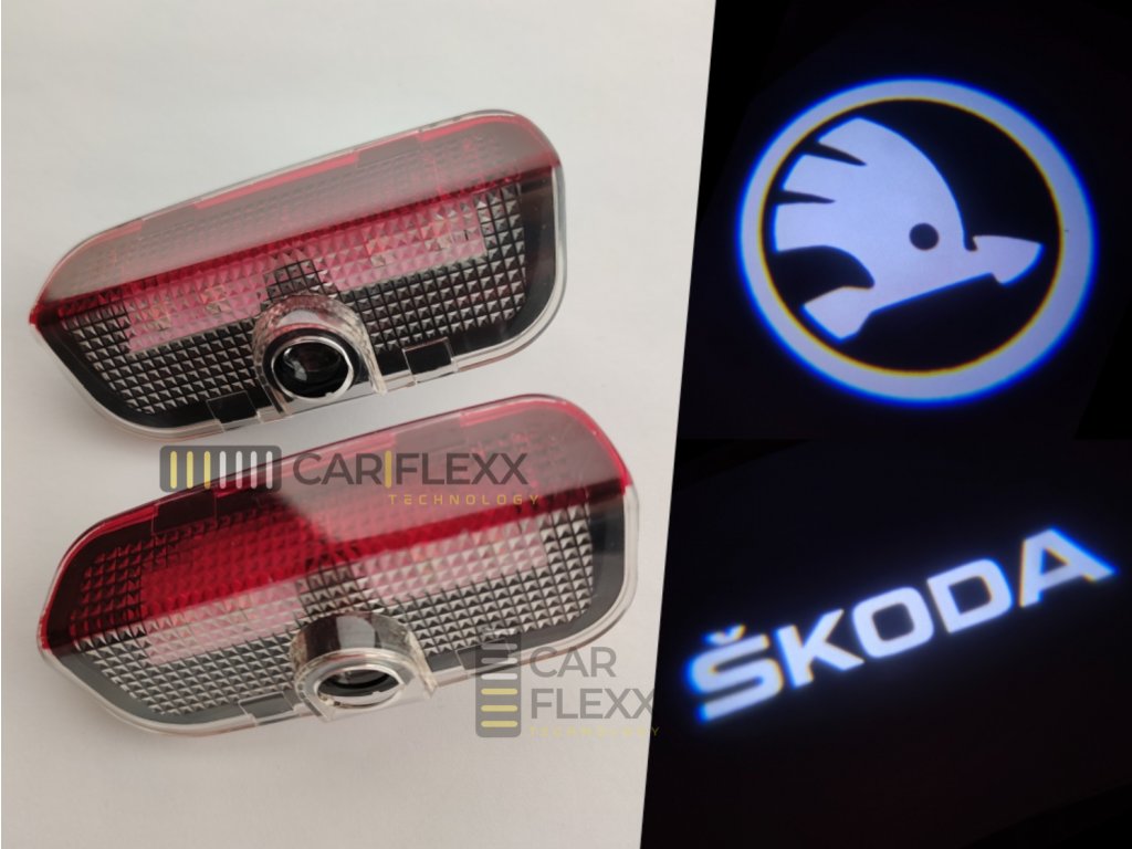 Led osvětlení nástupního prostoru s logem/nápisem ŠKODA - Car-Flexx