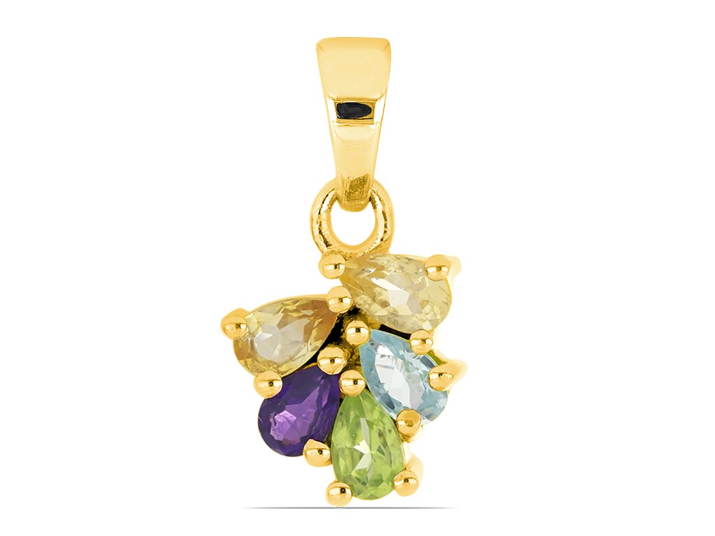 STŘÍBRNÝ PŘÍVĚSEK OLIVIE - MULTICOLOR (POZLACENÝ)