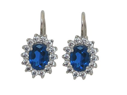 STŘÍBRNÉ NÁUŠNICE S MODRÝM SPINELEM KATE OVÁL 20 x 10 mm