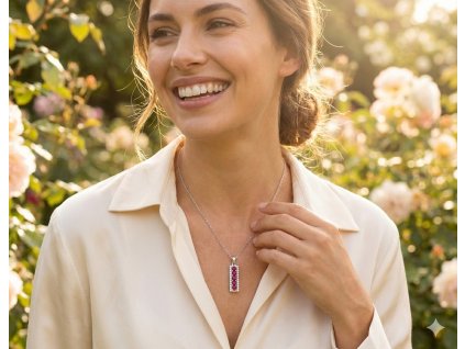 STŘÍBRNÝ PŘÍVĚSEK S PŘÍRODNÍM RUBÍNEM NINA carlo romani