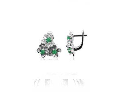 5241 7 stribrne nausnice se zelenym achatem sandra