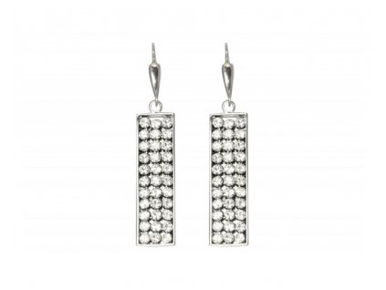6435 1 stribrne nausnice se swarovski krystaly visaci obdelnik
