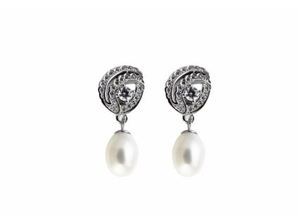 Stříbrné náušnice s pravou perlou 7 mm TANEČNICE  dokonalý šperk, zdůrazní Vaši jemnost a ženskost