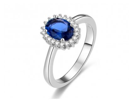 Stříbrný prsten s modrým safírem KATE OVÁL  dokonalý šperk pro sváteční příležitost