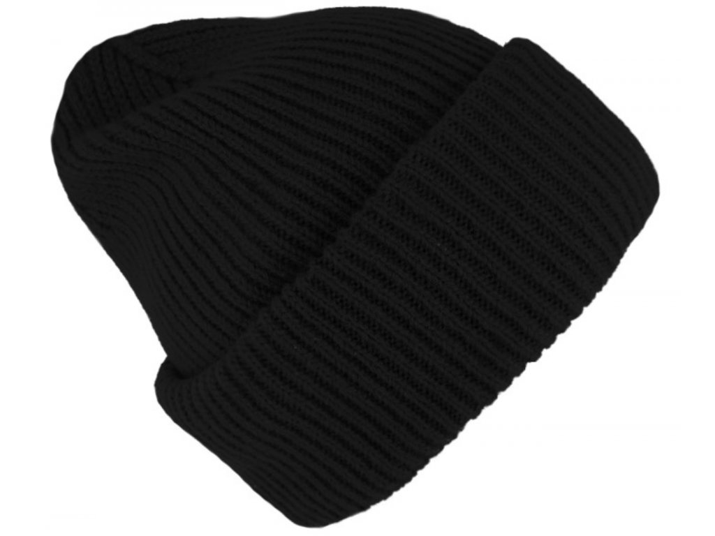 Objemná pletená černá zimní čepice - Fiebig -  merino vlna a alpaka