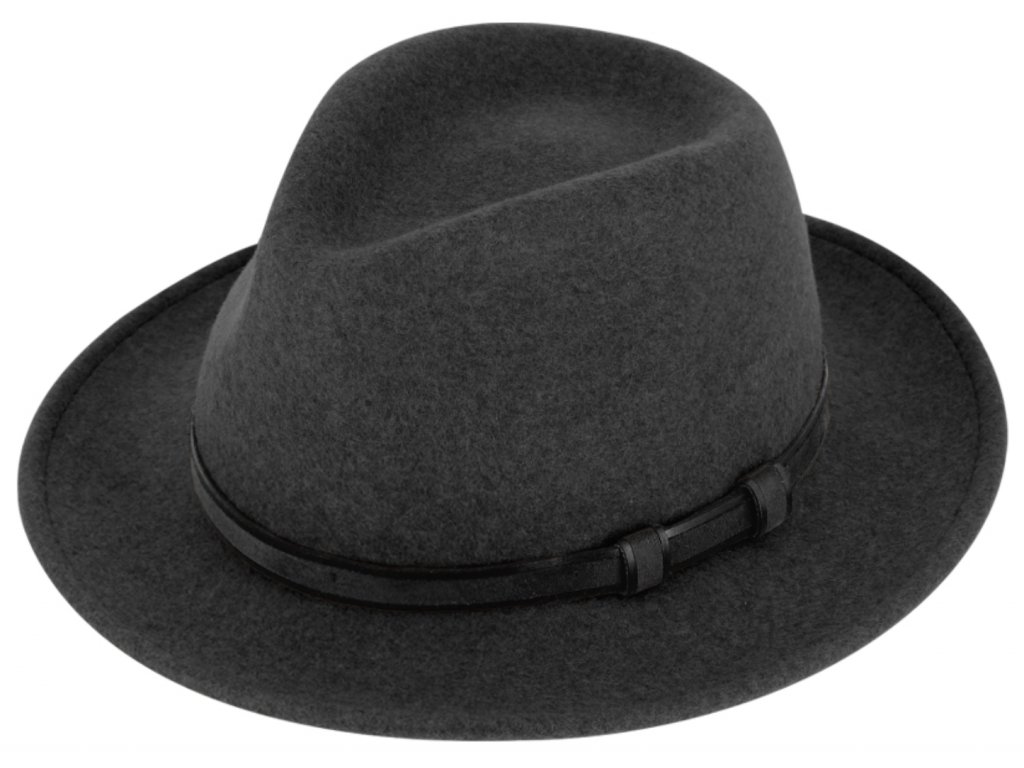 Cestovní odolný klobouk vlněný od Fiebig - Traveller voděodolný a nemačkavý - barva šedá