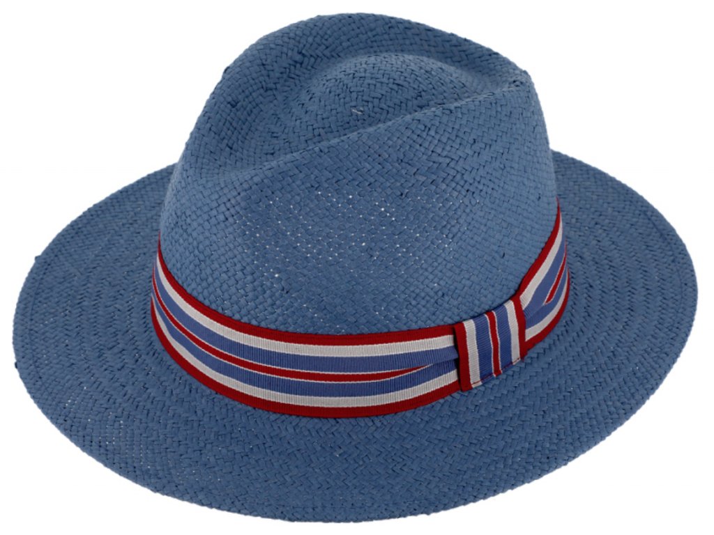 Letní modrý fedora klobouk od Fiebig - Traveller Fedora Tropez