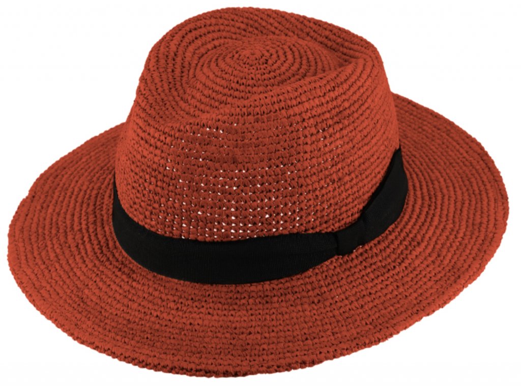 Fedora Raffia - slaměný skořicový klobouk - Bestseller