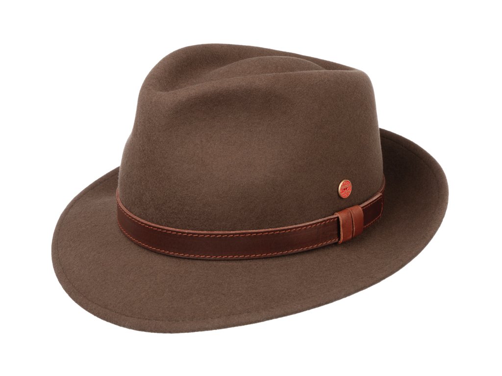 Cestovní nemačkavý voděodolný hnědý klobouk Mayser - Denver Traveller