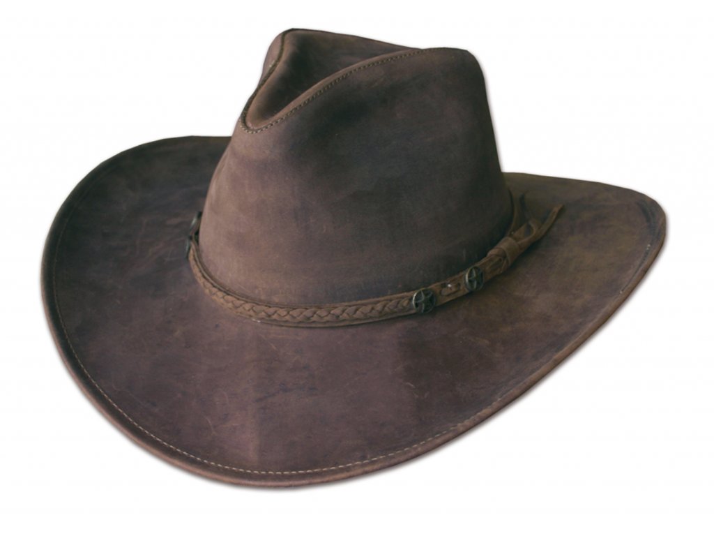 Kožený klobouk s koženou stuhou - Stars and Stripes kožený klobouk