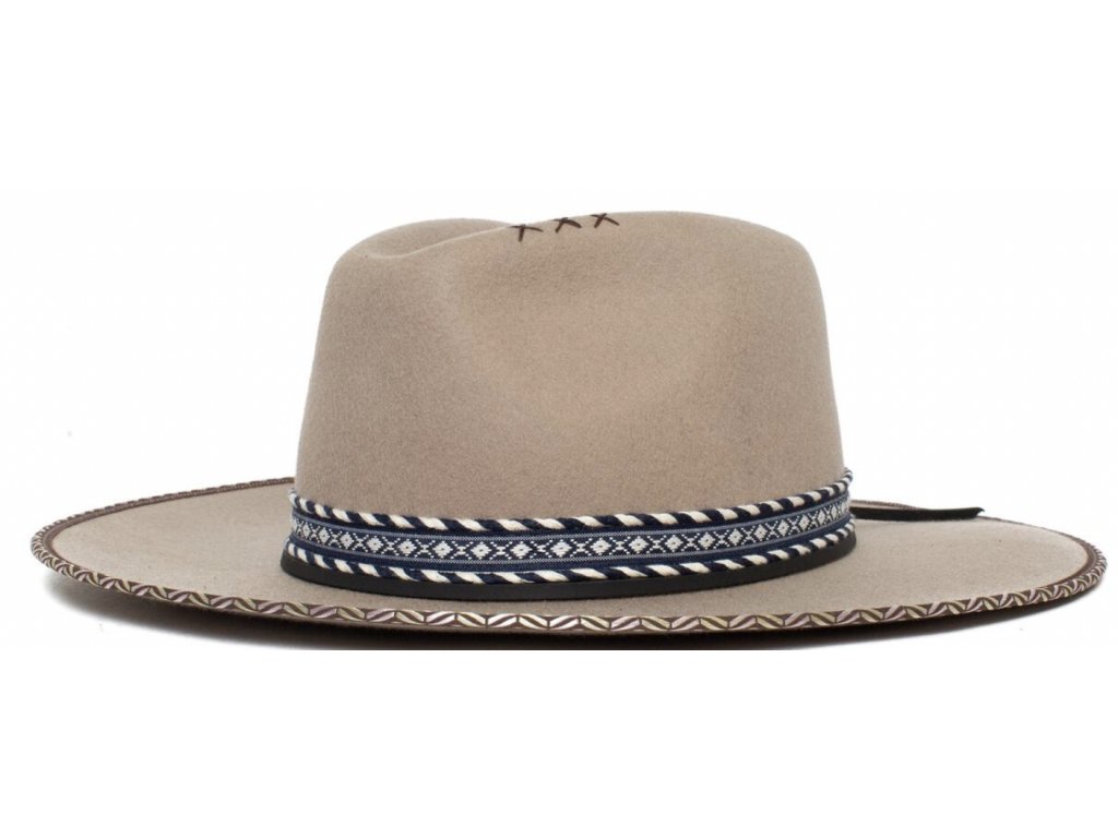 Béžový klobouk plstěný s širokou krempou - americký klobouk Goorin Bros. - kolekce Hickory Knolls