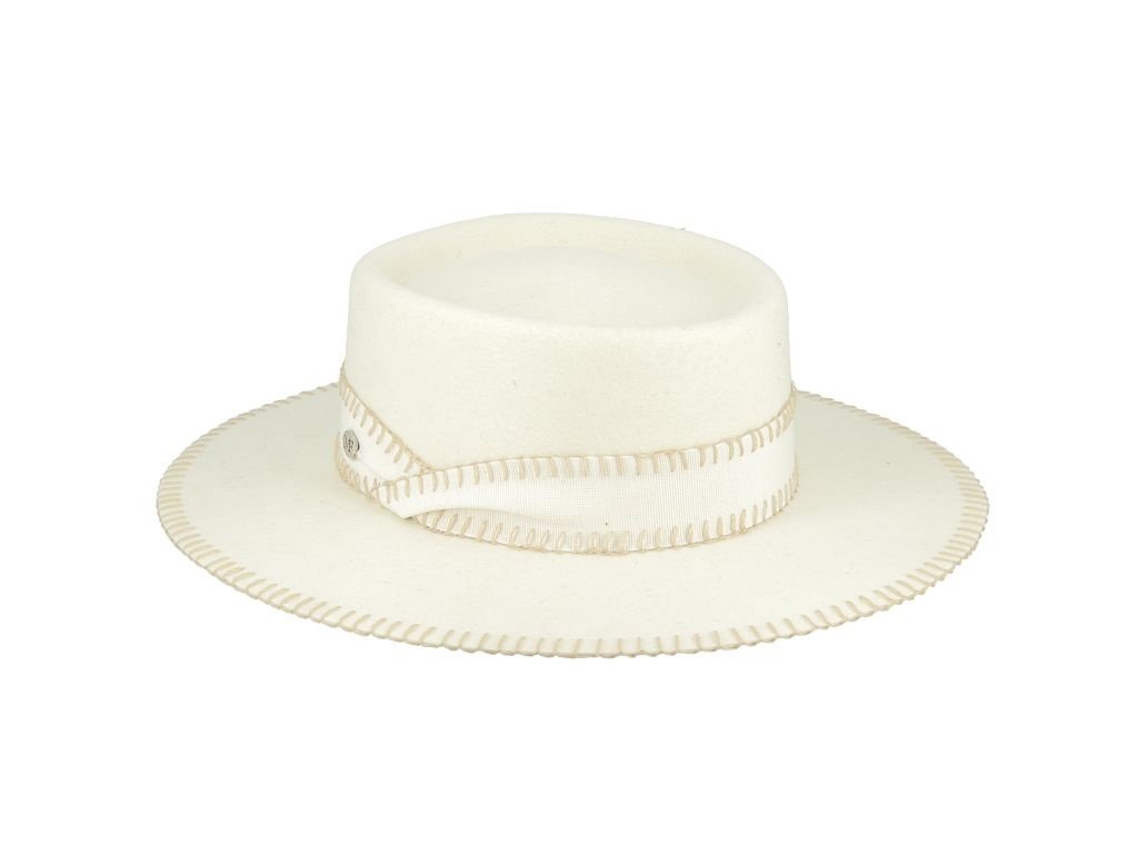 Dámský světlý béžový plstěný klobouk porkpie - Flechét