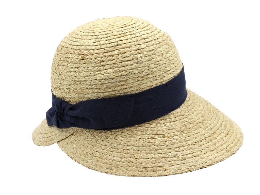Dámský slaměný klobouk Cloche - zkrácená krempa vzadu