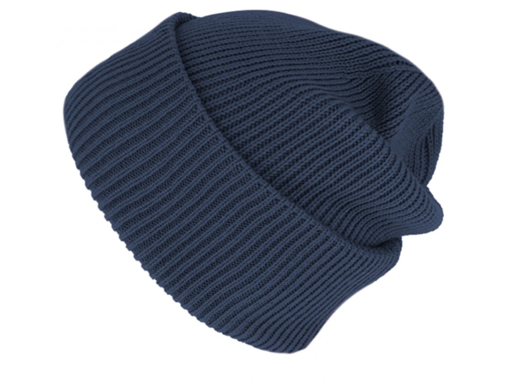 Pletená zimní modrá čepice - Fiebig - Recycelt (100 % recyklovaný materiál)