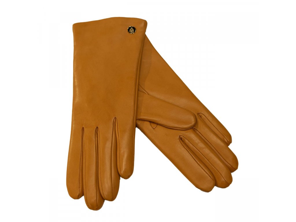 Dámské koňakové kožené rukavice vlněná podšívka - Carlsbad Hat