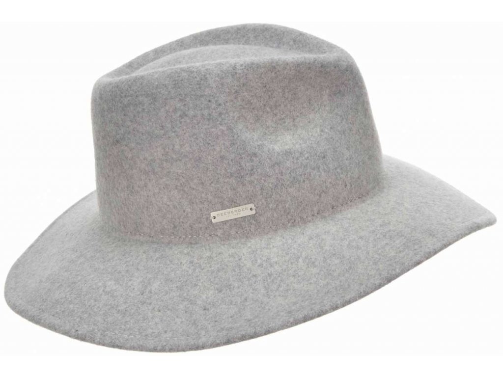 Zimní plstěný šedý dámský klobouk Fedora -  Seeberger