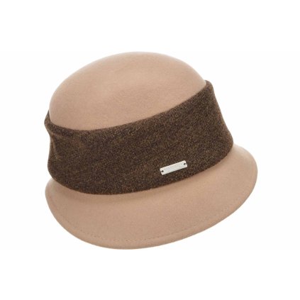 Dámský béžový klobouk cloche s asymetrickou krempou - Seeberger