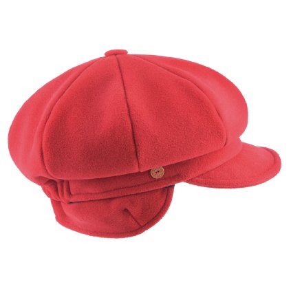8-dílna červená dámská bekovka od Mayser - Camila Newsboy Cap - ušní klapky