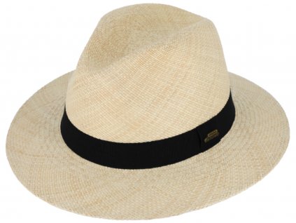 Letní béžový (natur) panamský klobouk Fedora - ručně pletený