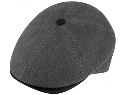 Letní retro bekovka 6-panel od Fiebig Len - šedý kanvas a kůže