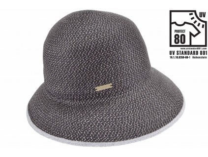 Letní dámský nemačkavý klobouk - cloche se zkrácenou krempou vzadu - UV faktor 80