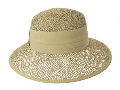 Dámský béžový letní slaměný (mořská tráva) klobouk s béžovou stuhou - Seeberger since 1890