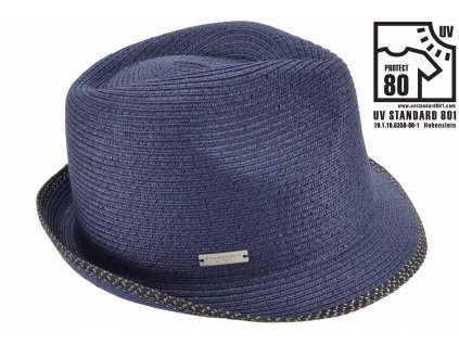 Trilby - slaměný  modrý letní klobouk - Seeberger  - UV faktor  80